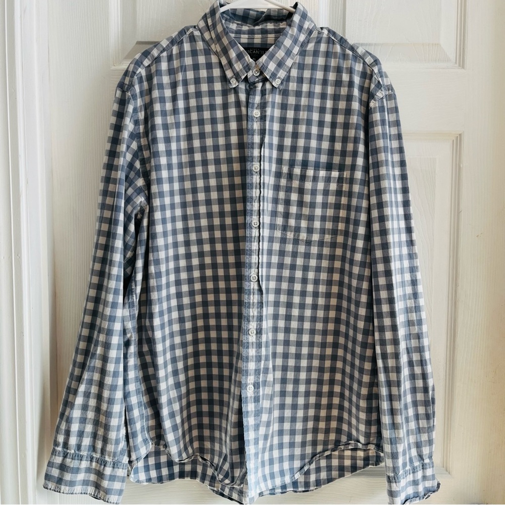 J. Crew Mercantile Flex XL Men's Blue Checkered Shirt